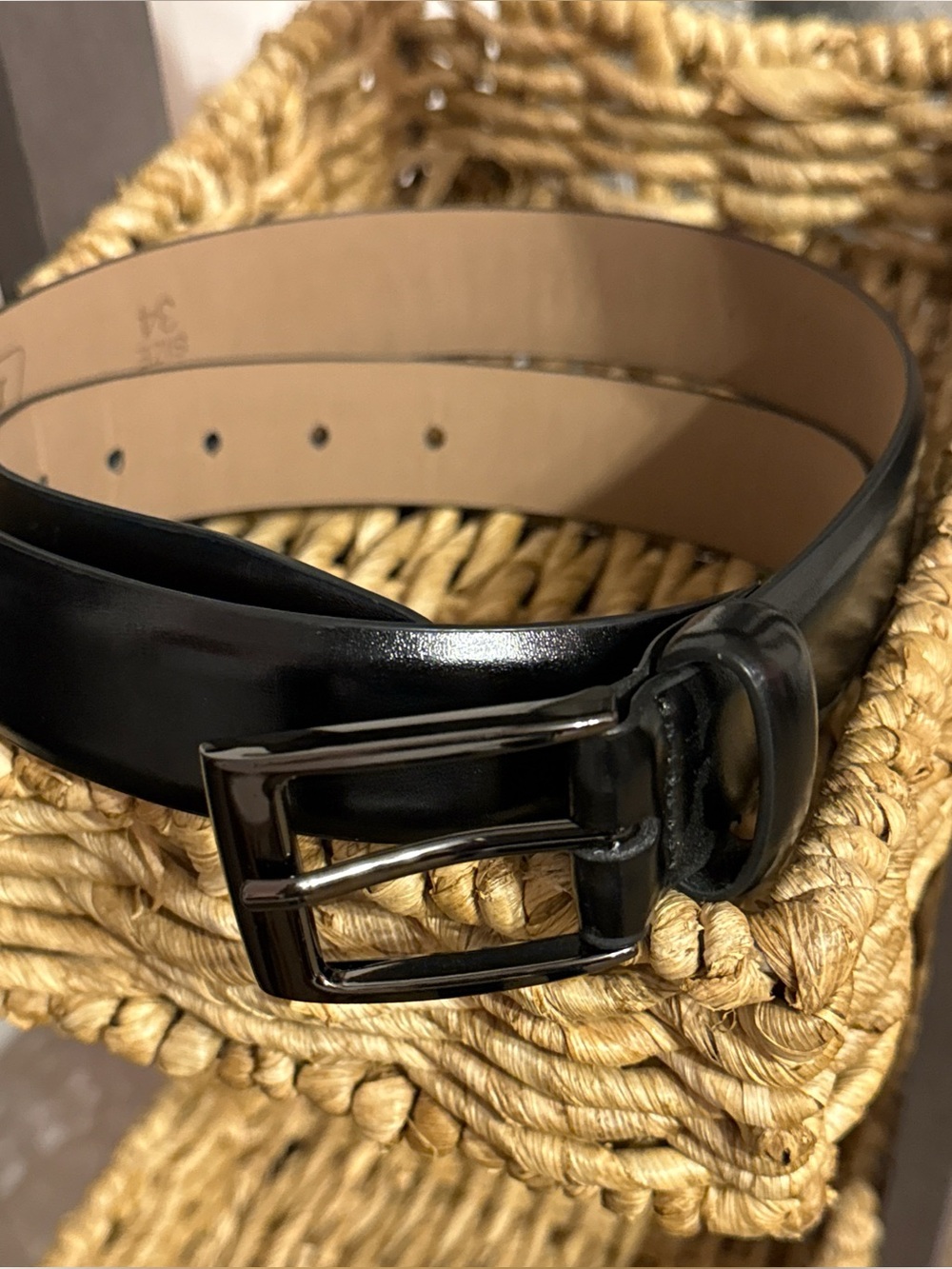 SALE! Dickies Black Gloss Leather Men’s 34 Belt with Dark Metal Buckle